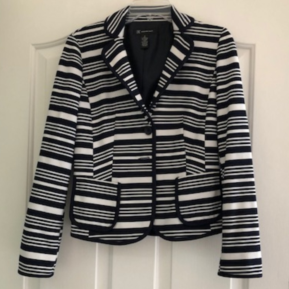INC Navy & White Striped Blazer - Size 2